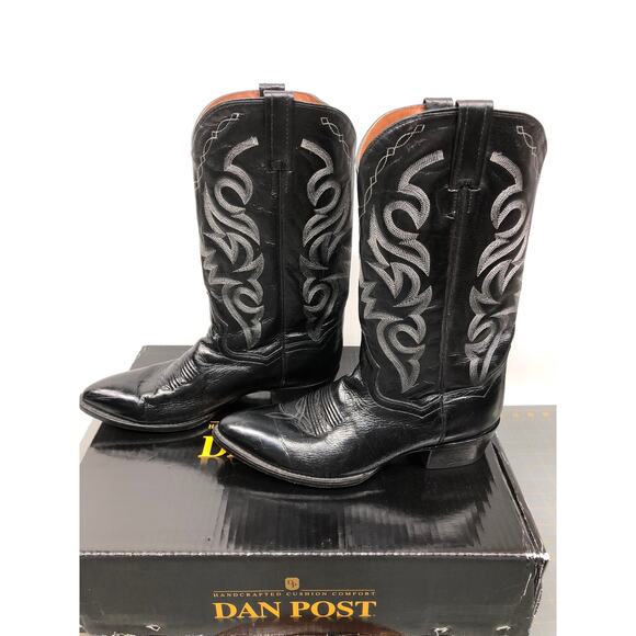 Dan Post DP110J Black Leather Mignon Corona Cowboy Boots Men\'s Size 10.5 D W/Box main image 4
